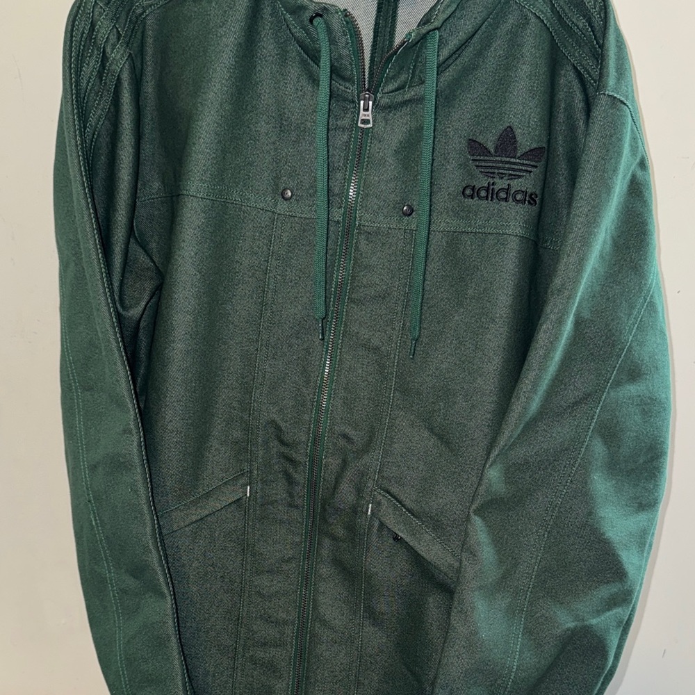 Adidas denim Forest Green Hooded Jacket